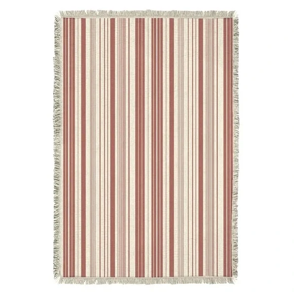 Mainstays Coral and Cream Striped Throw Blanket - Picture 3 of 7